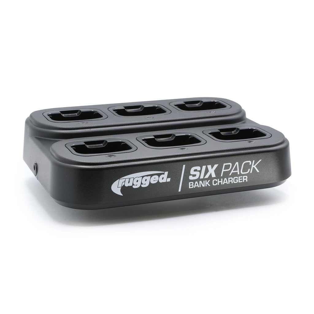6 Pack - Rugged GMR2 PLUS - GMRS and FRS Two Way Handheld Radios with Bank Charger - Safety Orange