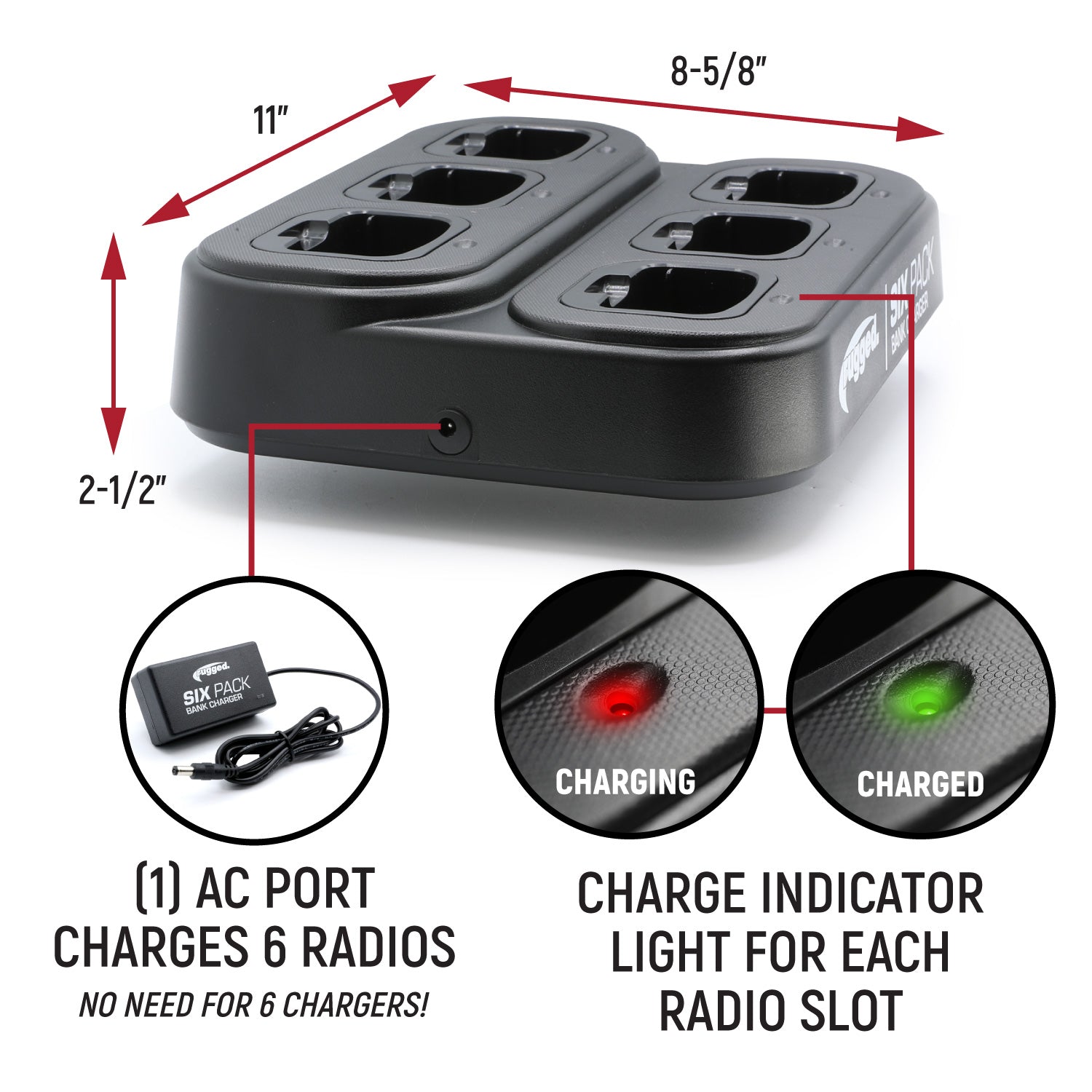 6-Pack Bank Charger for Handheld Radios - V3