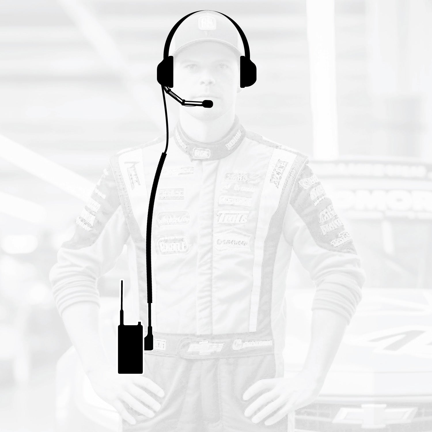 Crew Chief - H42 Spotter Headset and Rugged Handheld Radio Package - Single Radio / RDH Digital UHF Radio / Safety Yellow
