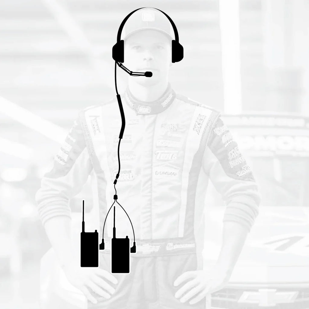 Crew Chief - H42 Spotter Headset and Rugged Handheld Radio Package - Single Radio with Nitro Bee X / RDH Digital UHF Radio / Safety Yellow