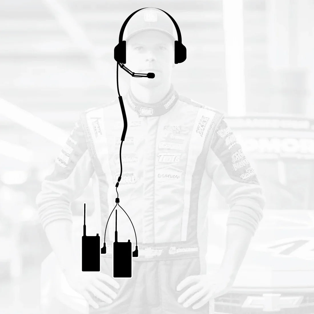 Crew Chief - H42 Spotter Headset and Rugged Handheld Radio Package - Single Radio / RDH Digital UHF Radio / Safety Yellow