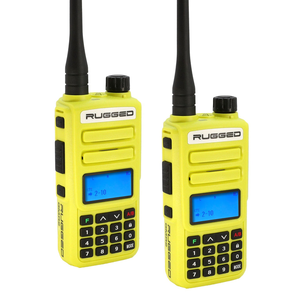 2 Pack - Rugged GMR2 PLUS - GMRS and FRS Two Way Handheld Radios - Safety Yellow