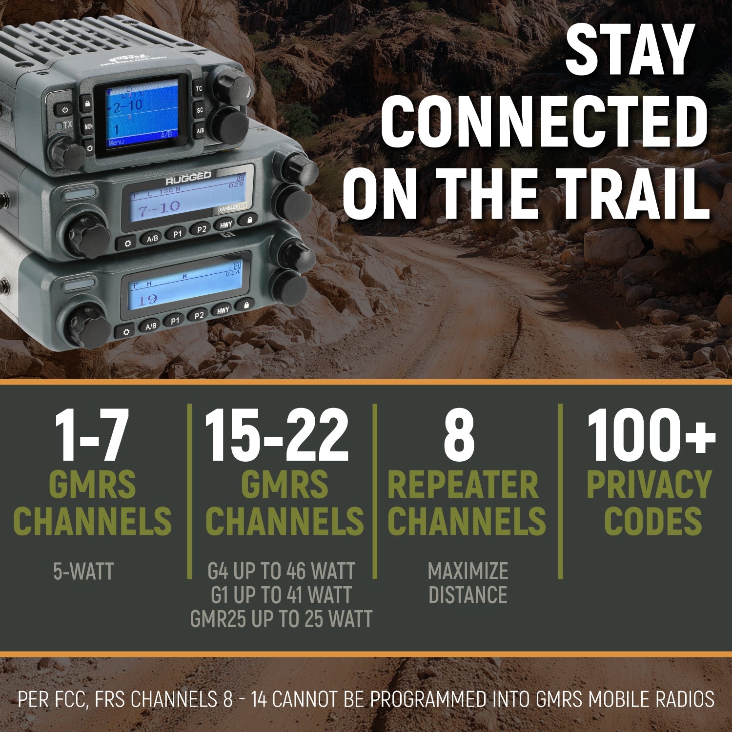 GMRS Mobile Radio Kit for Jeep Wrangler TJ LJ and JK - JK 2-Door (11-18) and TJ (97-06) and LJ (04-06) / GMR25 Waterproof