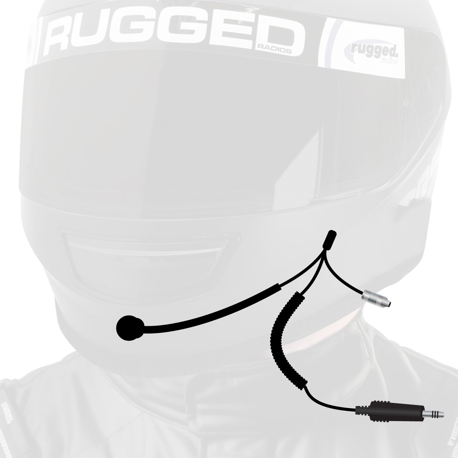 4C IMSA Wired Coil Cord Helmet Kit with Mic and 3.5mm Jack