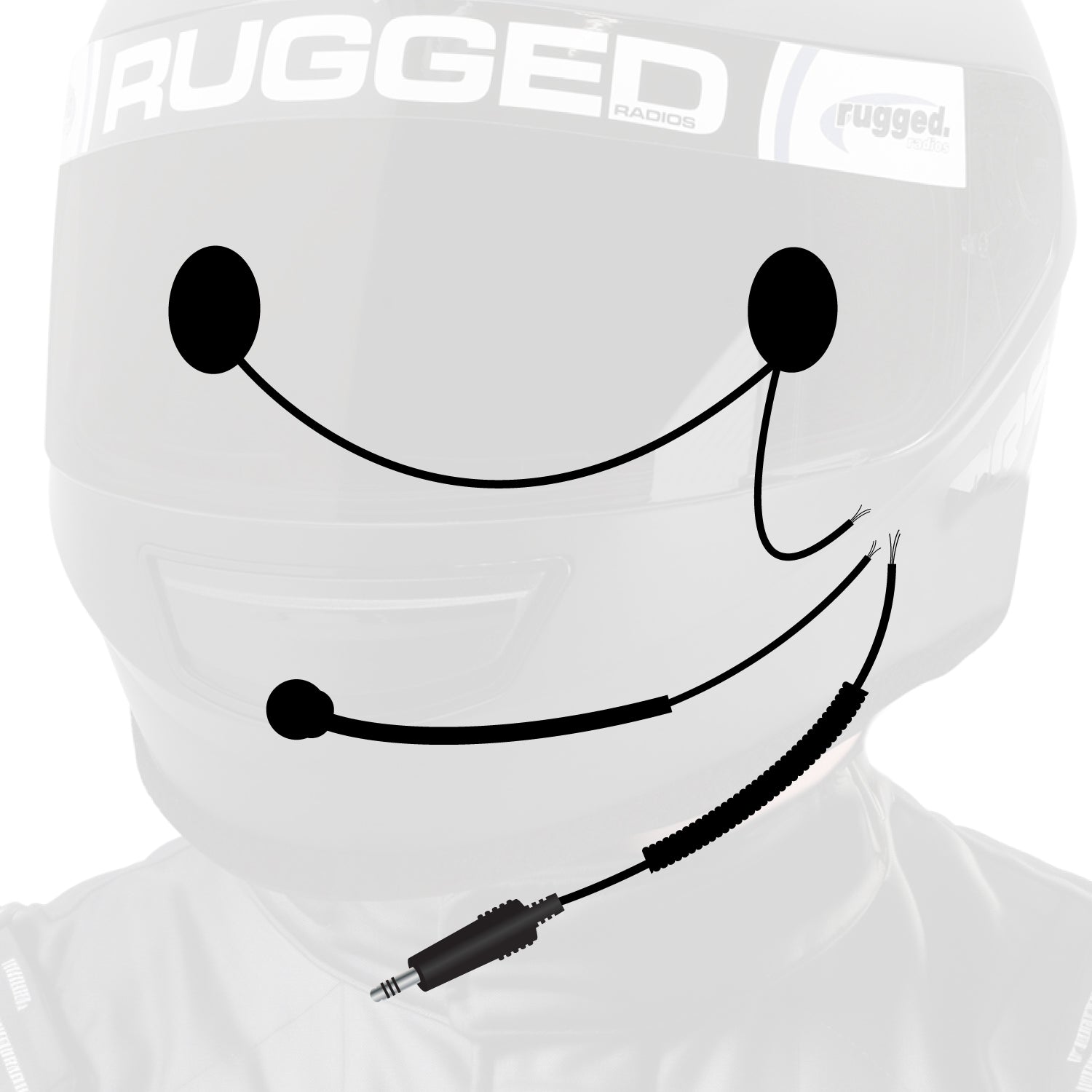 Peltor 4-Conductor Helmet Kits - Mic / 1/8  Ear Bud Jack / Straight