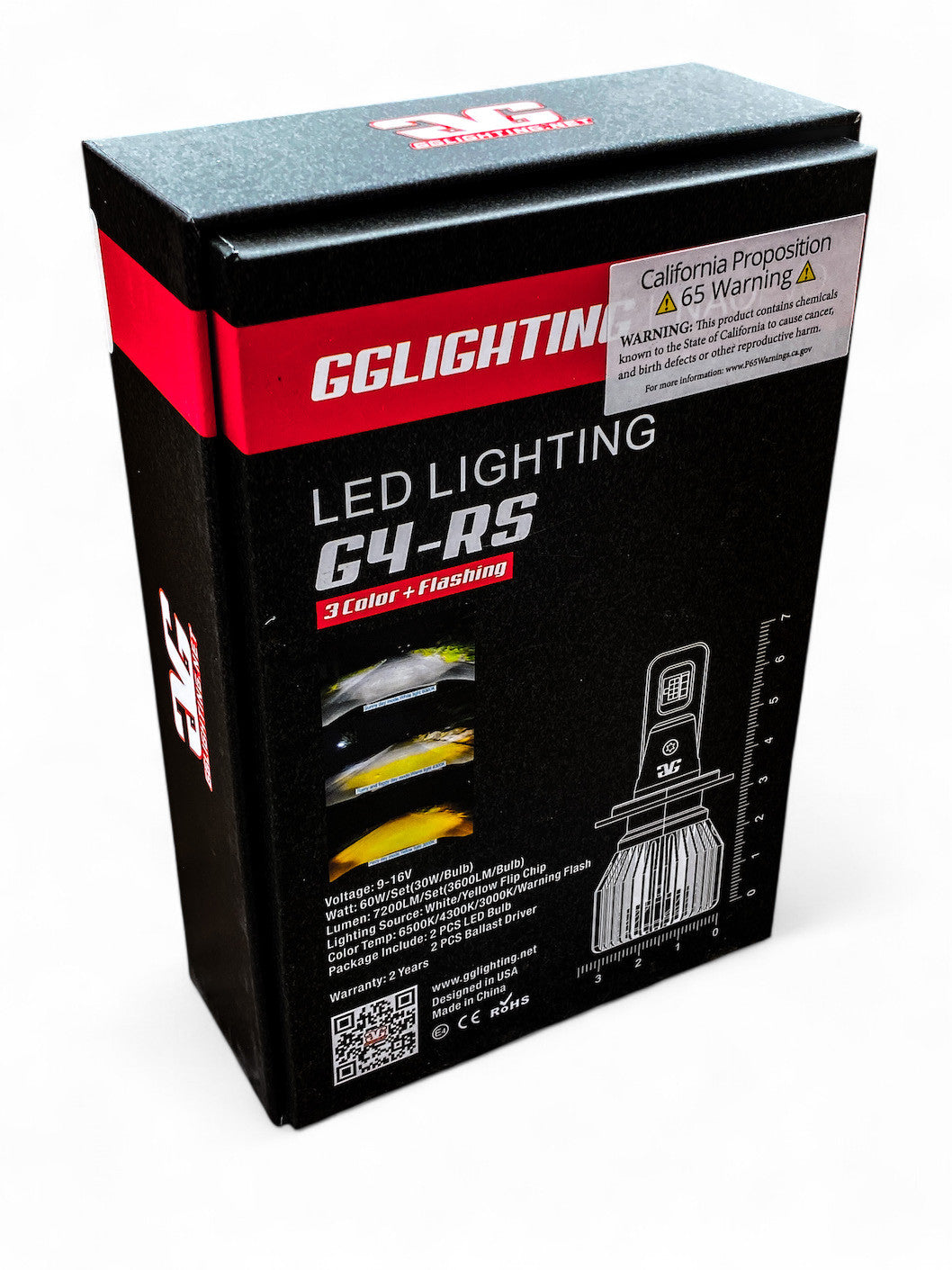 G4-RS 3 Color LED Headlight Bulbs White/Yellow/Amber