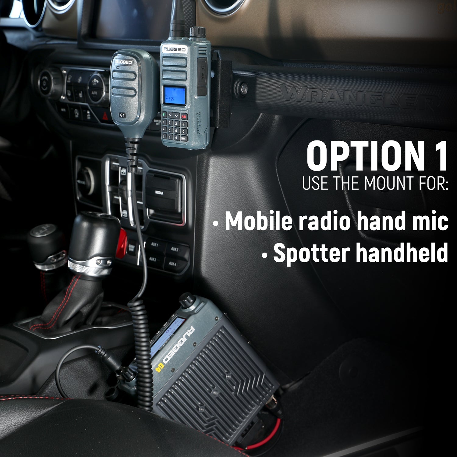 Handheld Radio Grab Bar Mount for Jeep Wrangler JK JKU JL and Gladiator JT - JK - Radio-Only Mount