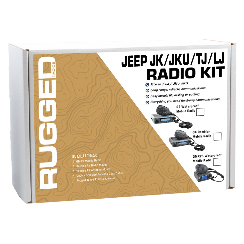 GMRS Mobile Radio Kit for Jeep Wrangler TJ LJ and JK - JK 2-Door (11-18) and TJ (97-06) and LJ (04-06) / G1 Waterproof