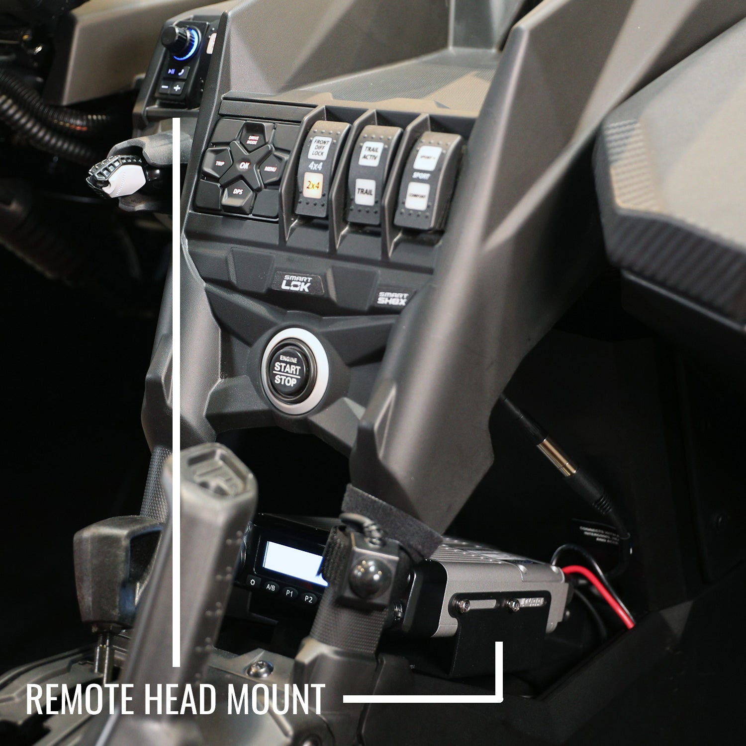 Can-Am Maverick X3 Complete Communication Kit with Bluetooth Intercom and 2-Way Radio - STX Stereo / M1 VHF Business Band / Top Mount