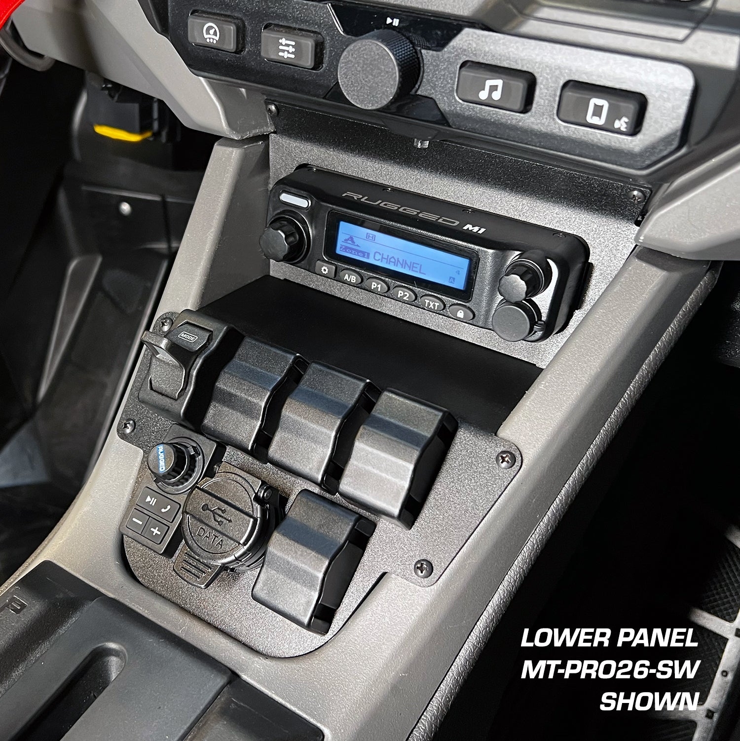 Lower Accessory Panel for 2026 Polaris RZR Pro R Ultimate with 10.4 Inch Touchscreen - Rocker Switch