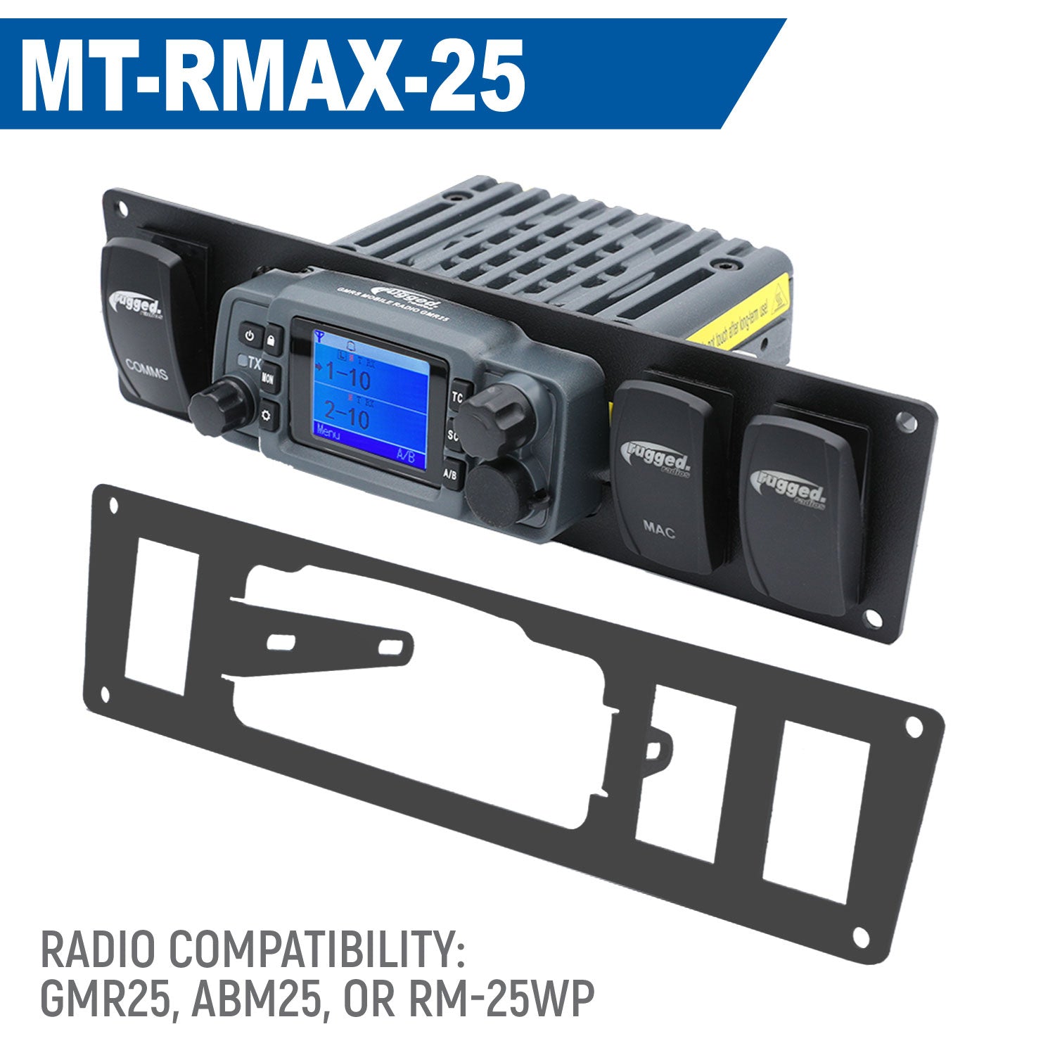 Yamaha Wolverine RMAX Mount for Mobile Radio and Rocker Switches - M1 / G1 / G4 / RM60 / GMR45