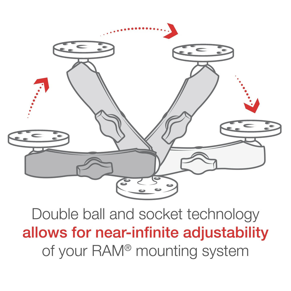 RAM Double Socket Arm - Long / B Size - 1 Inch