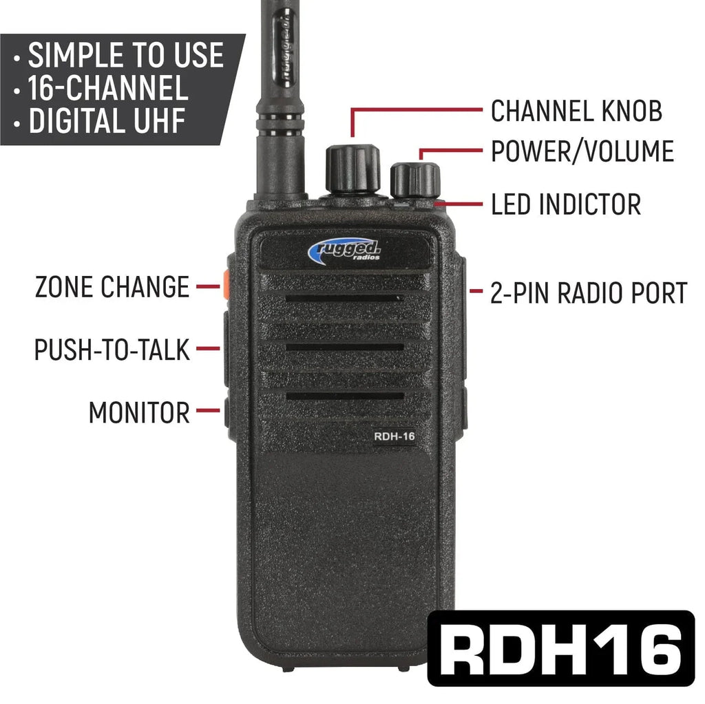 RUGGED Wired Driver Only Communication Kit with RDH16 Radio - Kit with Helmet Speakers