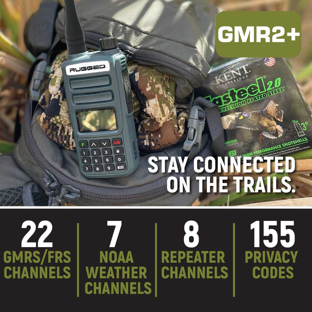 2 Pack - Rugged GMR2 PLUS - GMRS and FRS Two Way Handheld Radios - Grey