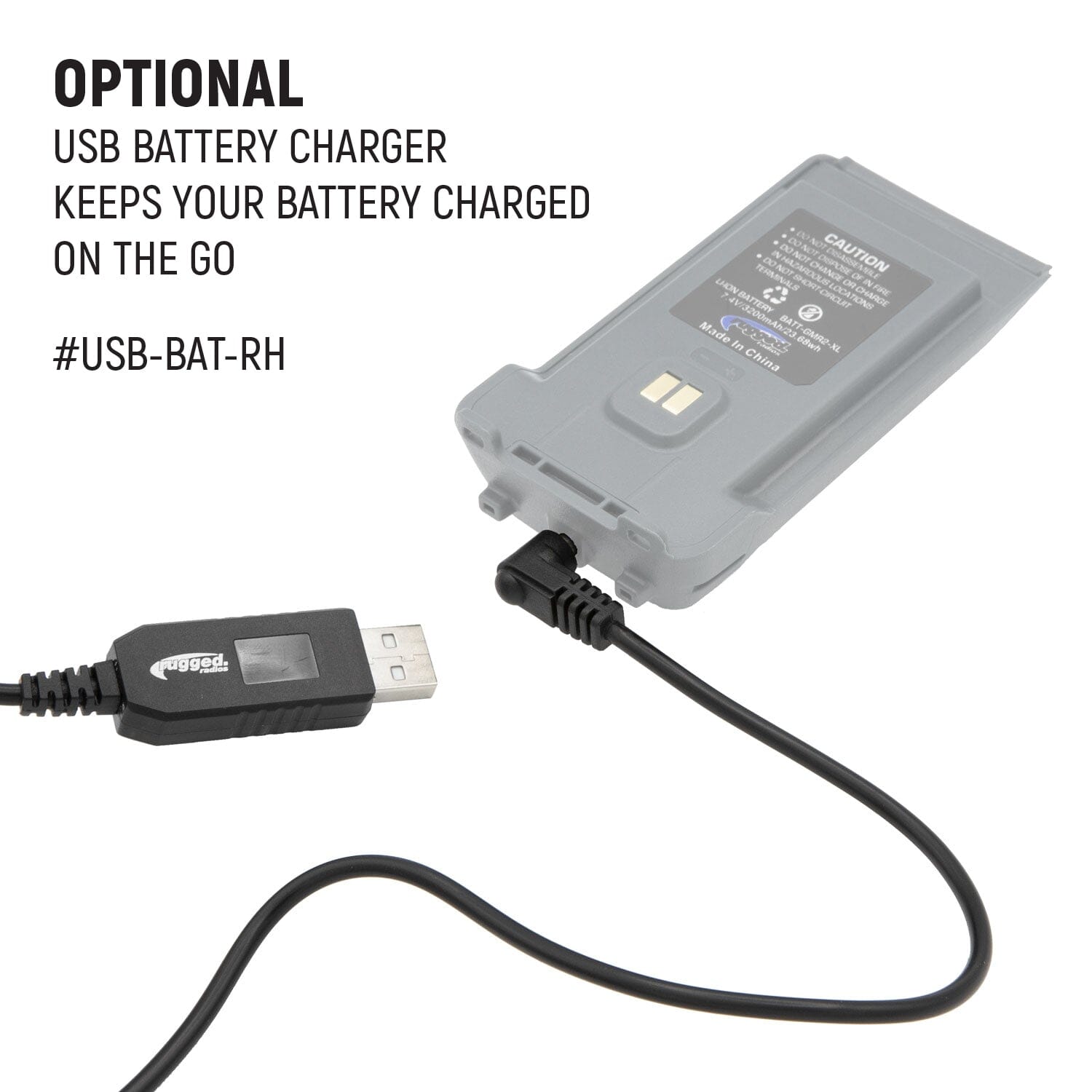 GMR2 Replacement Battery with 12v Charge Port and Belt Clip - Safety Yellow