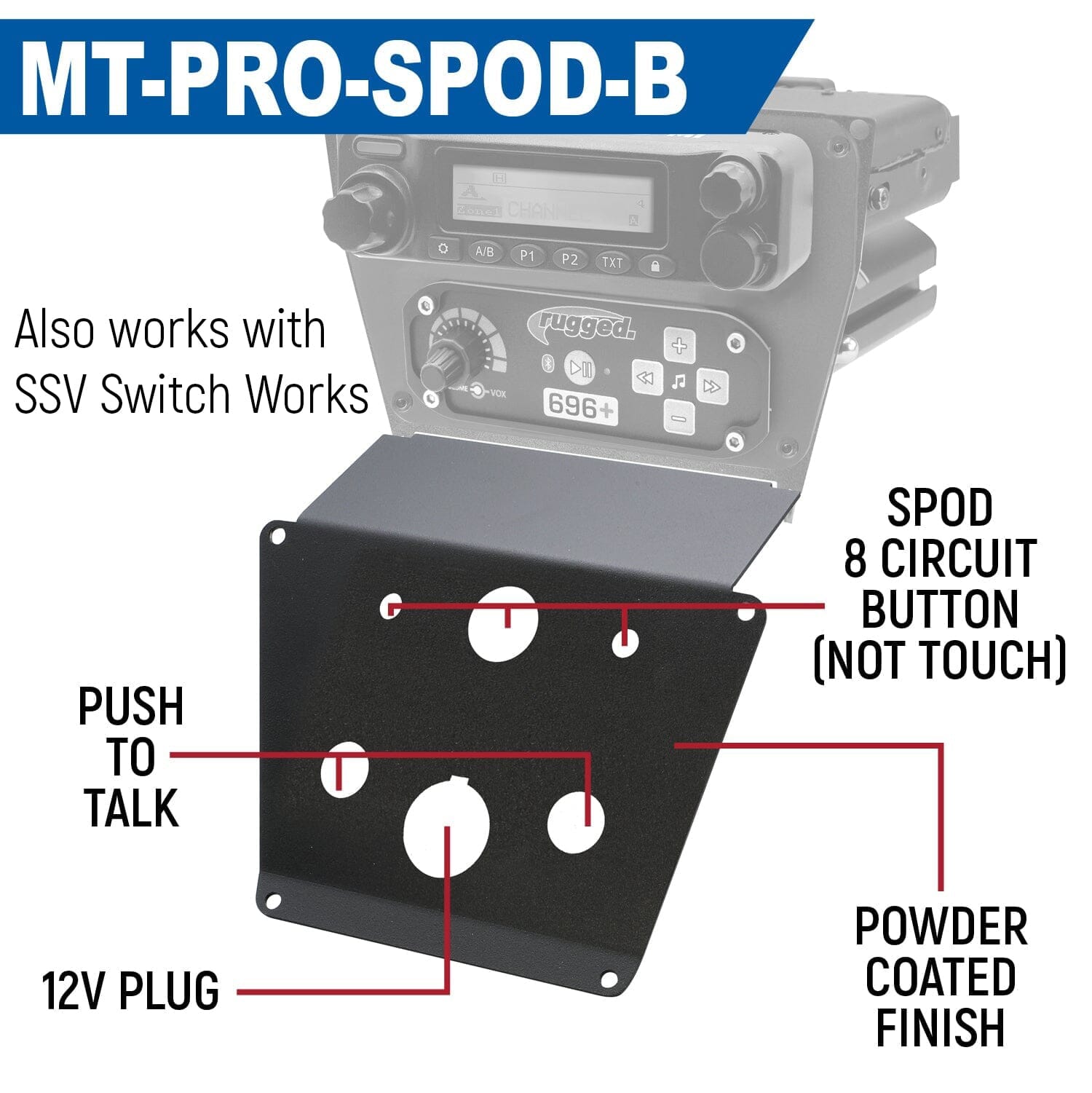 Lower Accessory Panel for Polaris RZR PRO XP RZR Turbo R and RZR PRO R Dash Mount Radio and Intercom - Switch Pros 8