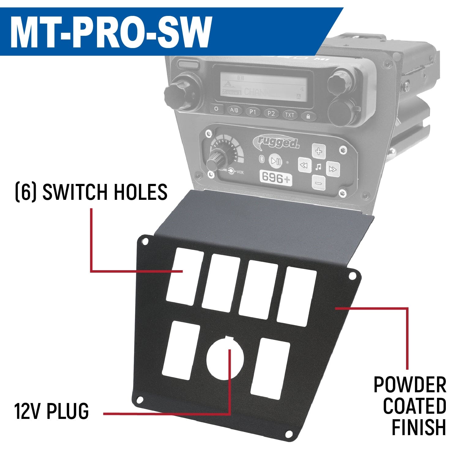Lower Accessory Panel for Polaris RZR PRO XP RZR Turbo R and RZR PRO R Dash Mount Radio and Intercom - Rockford Fosgate