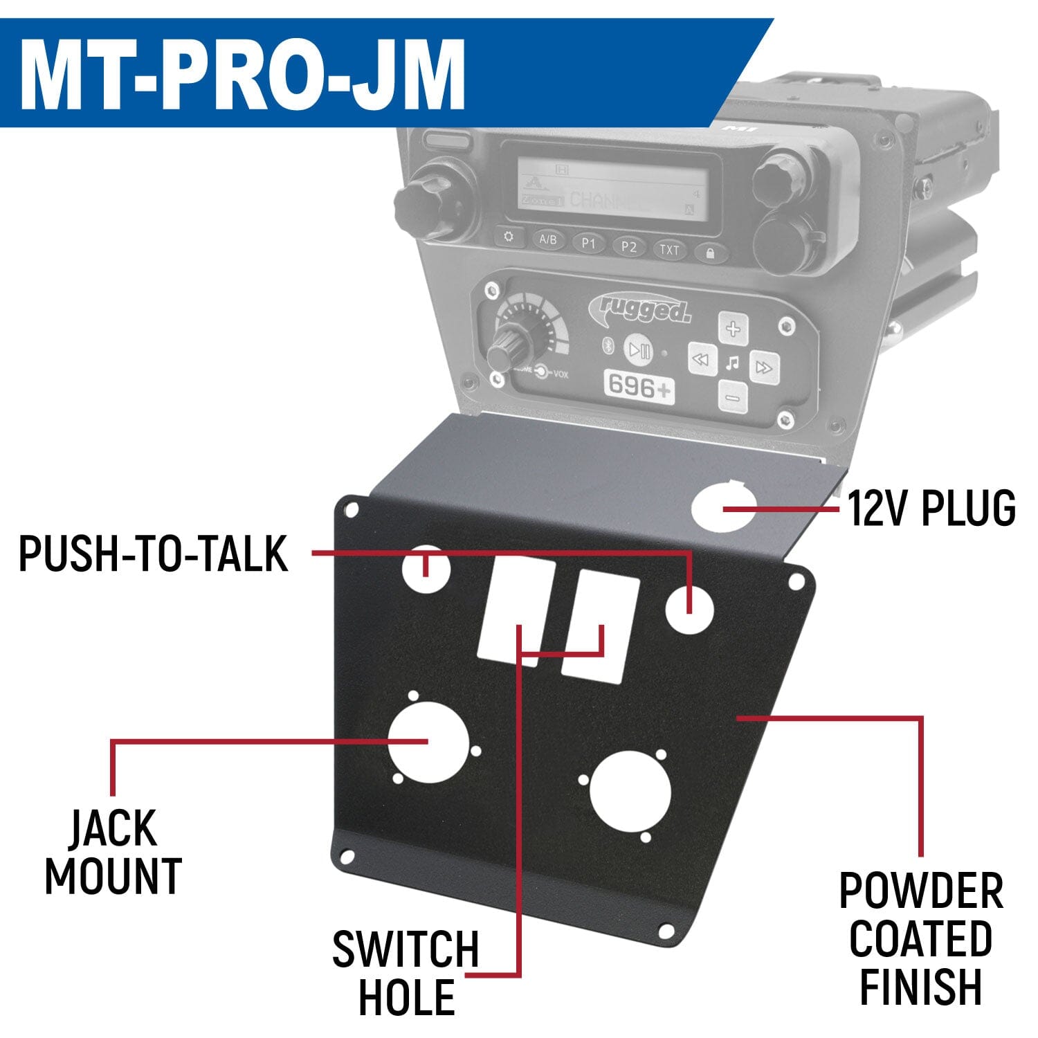 Lower Accessory Panel for Polaris RZR PRO XP RZR Turbo R and RZR PRO R Dash Mount Radio and Intercom - Jack Mount