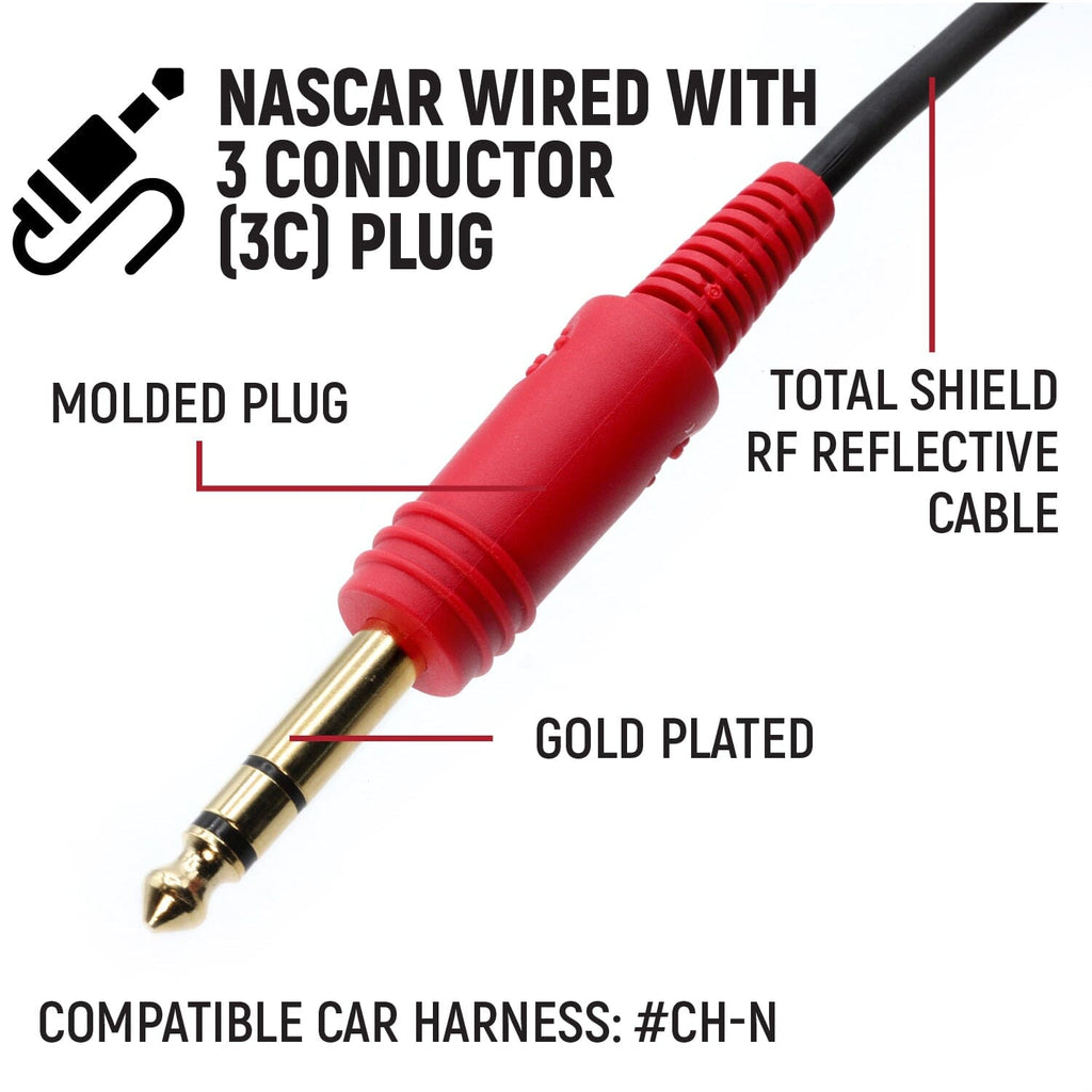 3C NASCAR Wired Straight Cord Helmet Kit with Mic and 3.5mm Jack