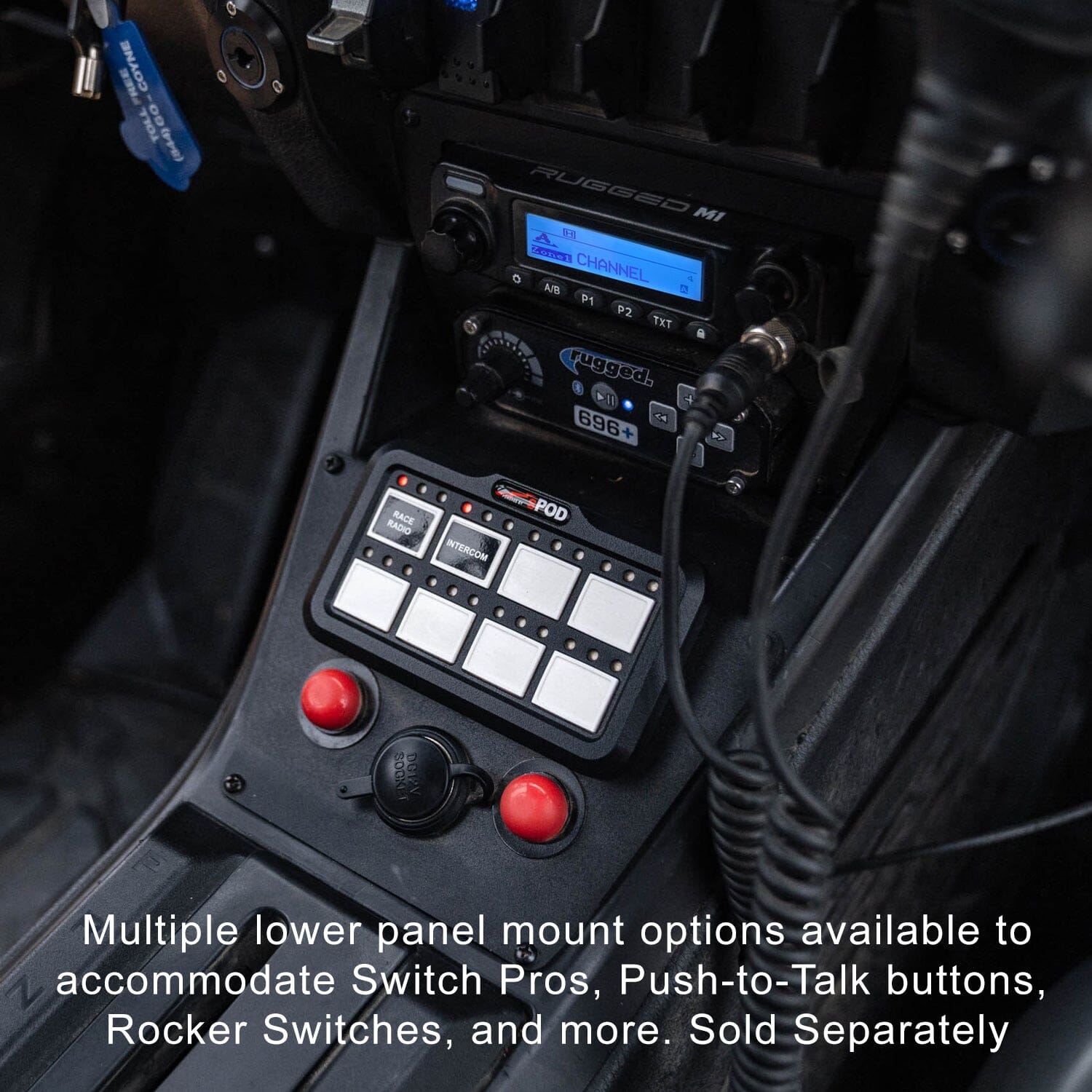 Polaris RZR PRO XP - Turbo R - Pro R - Complete Communication Kit with Bluetooth Intercom and 2-Way Radio - STX Stereo / M1 VHF Business Band / Center Mount