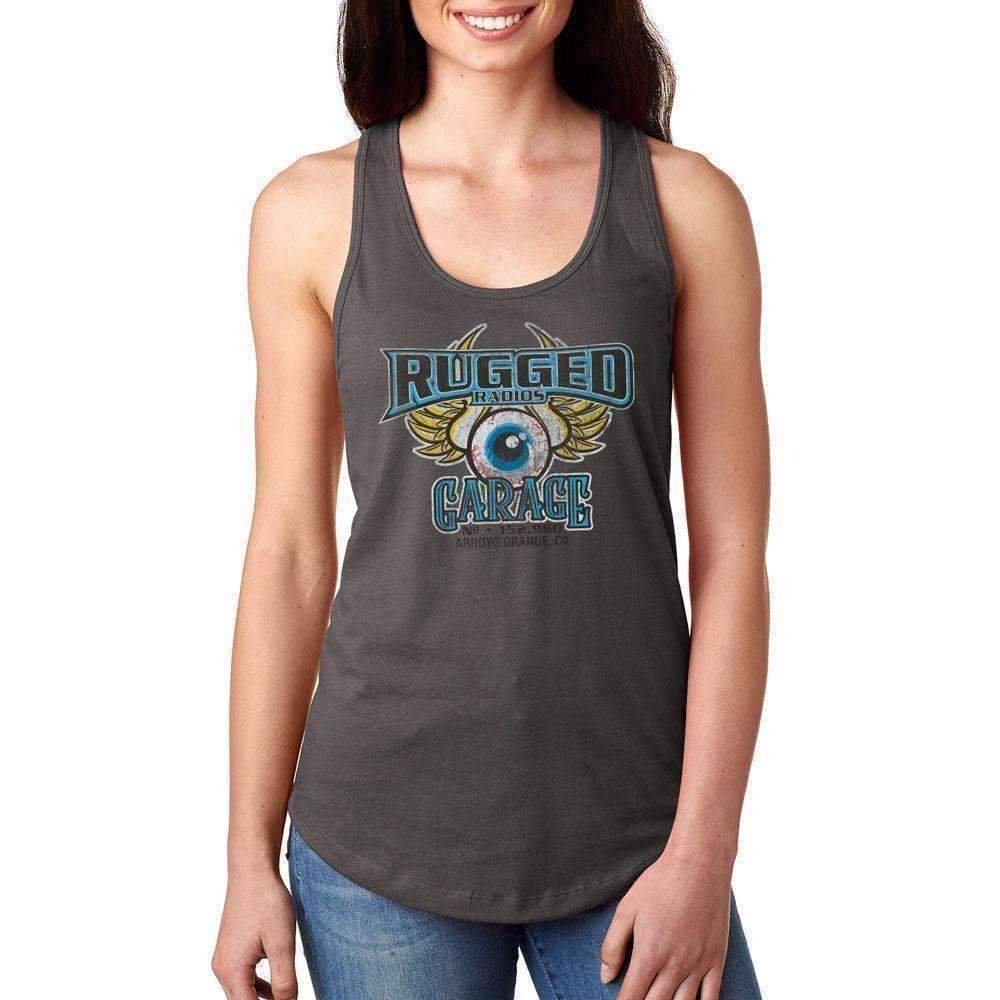 Rugged Radios GARAGE Ladies Racerback Tank Top - Grey - Medium