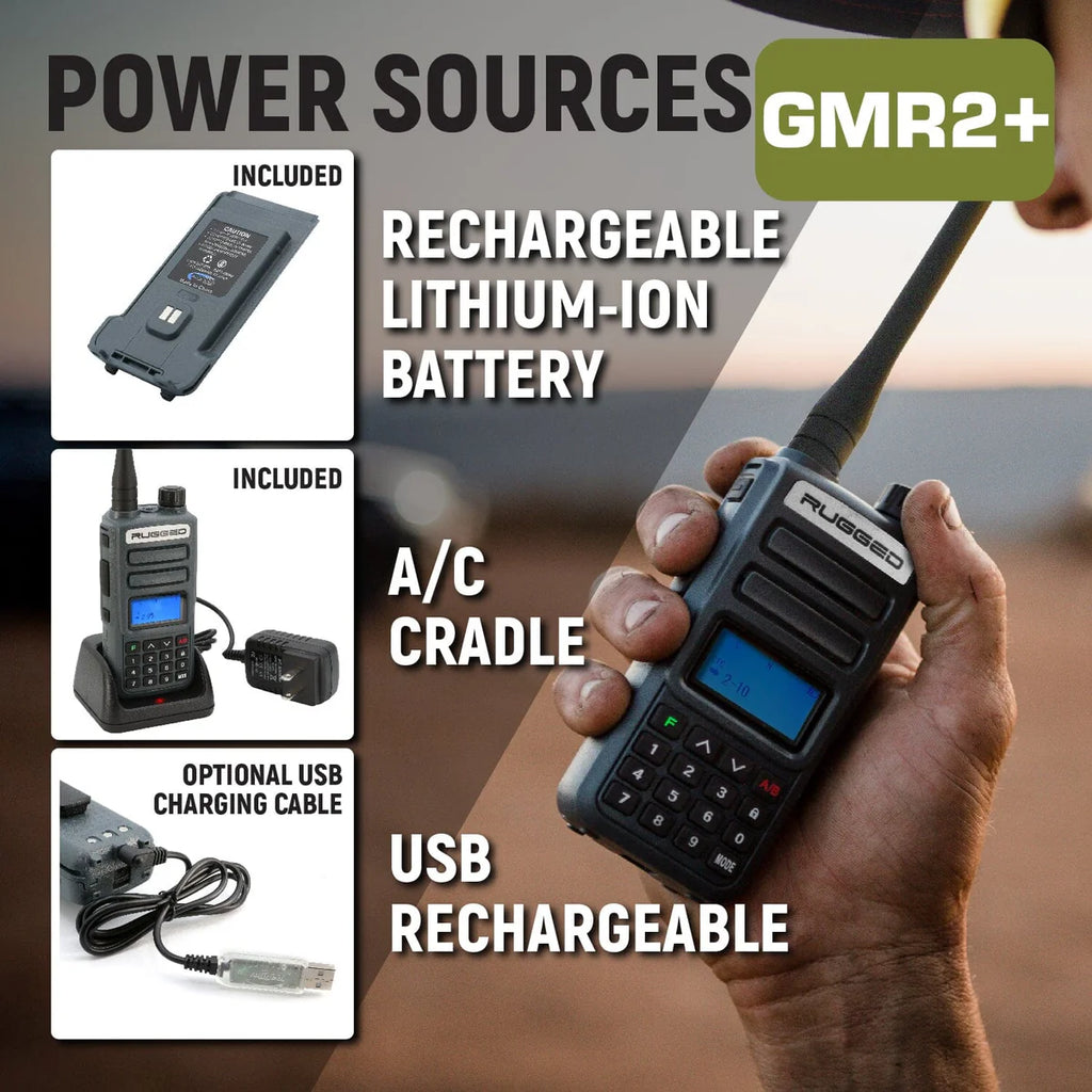 2 Pack - Rugged GMR2 PLUS - GMRS and FRS Two Way Handheld Radios