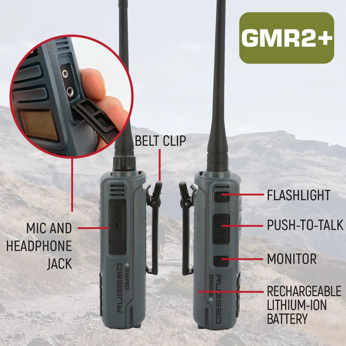 2 Pack - Rugged GMR2 PLUS - GMRS and FRS Two Way Handheld Radios