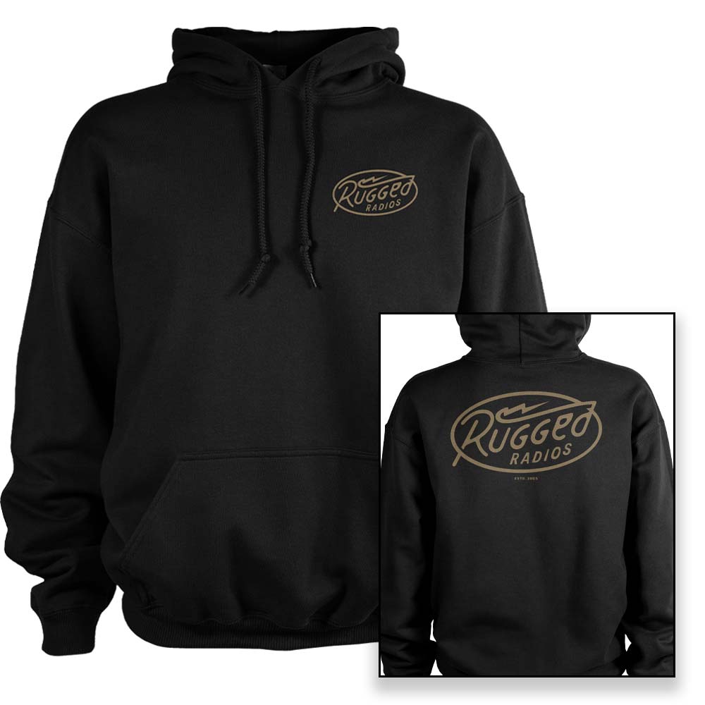Rugged Radios BOLT Pullover Hoodie - Black - Extra Large