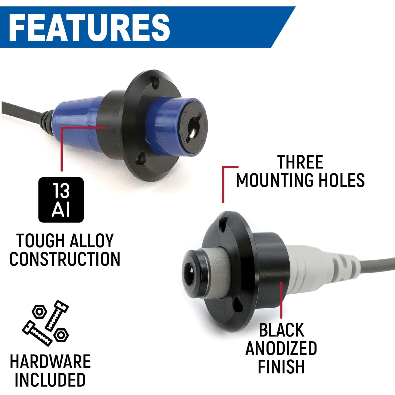 Single Headset / Helmet Jack Flush Mount - Offroad