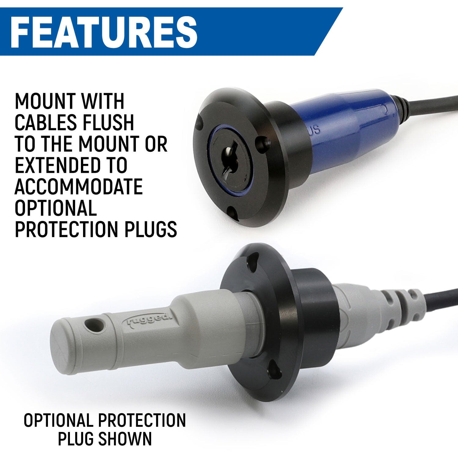 Single Headset / Helmet Jack Flush Mount - Offroad