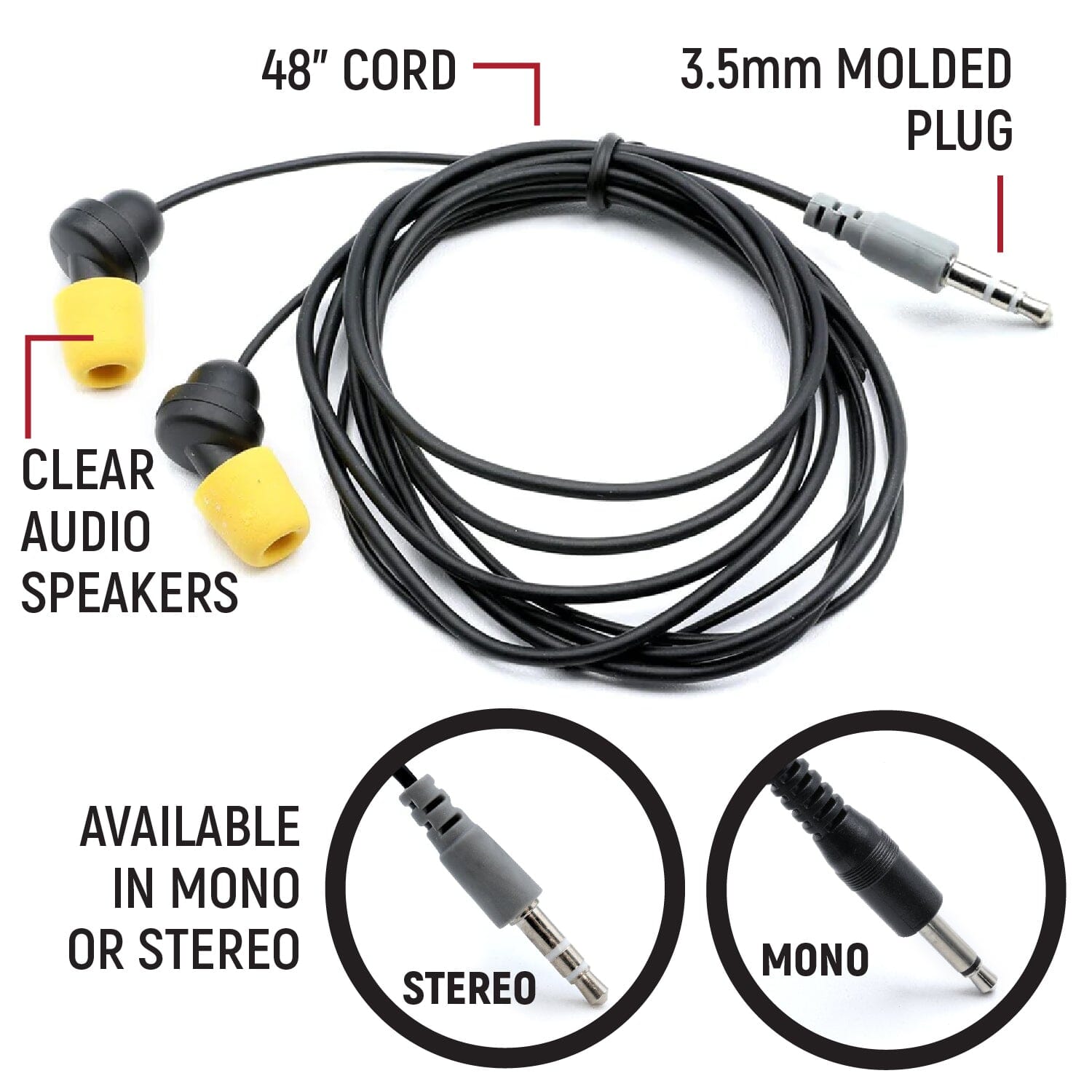 Sportsman Foam Earbud Speakers - Mono and Stereo - Stereo