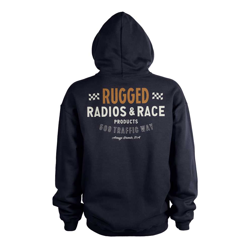 Rugged Radios VINTAGE RACE Pullover Hoodie - Navy Blue - XXXL